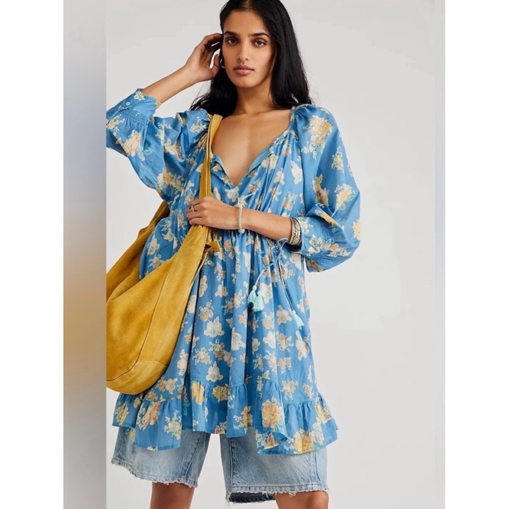 Free People Camella floral relaxed dress Sz S (TXA994)